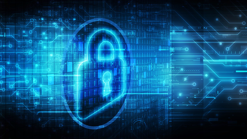 2d illustration Safety concept: Closed Padlock on digital background